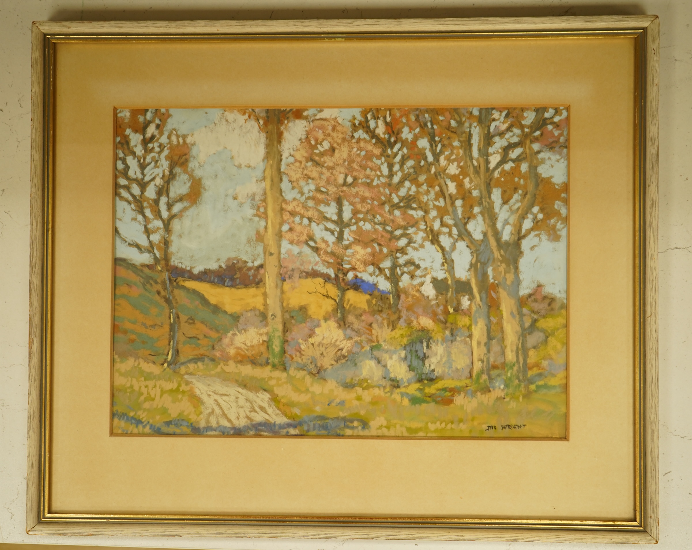 James Wright RSW (Scottish 1885-1947), 'A farm road, Rosneath', signed, pastel, 27 x 35cm